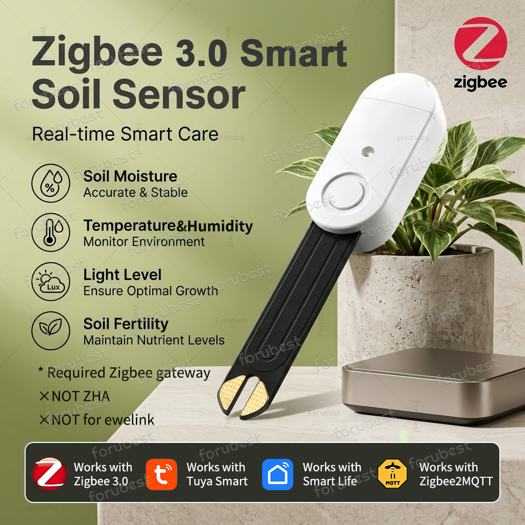 Smart Zigbee Garden Light - Intelligenter ZigBee Bodenfeuchtigkeitssensor Temperatur-Feuchtigkeits-Licht-Fruchtbarkeitsmesser Thermo-Hygrometer Garten-Automatisierung