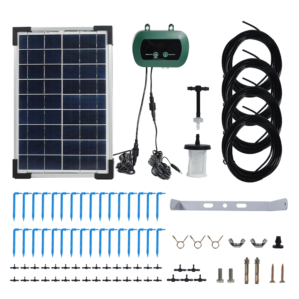Smart Gardening - Solar-Hydroponik-Ausrüstung Mikro-Tropfpumpen Garten-Gewächshaus-Bewässerungsset Intelligenter Controller Tropfer